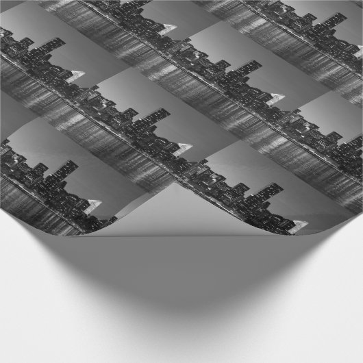 Black White New York City Skyscapers Silhouette Cadeaupapier (Hoek)