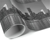 Black White New York City Skyscapers Silhouette Cadeaupapier (Rol Hoek)
