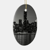 Black White New York City Skyscapers Silhouette Keramisch Ornament (Rechts)