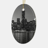 Black White New York City Skyscapers Silhouette Keramisch Ornament (Links)