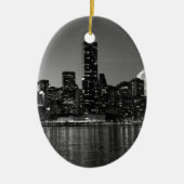 Black White New York City Skyscapers Silhouette Keramisch Ornament (Voorkant)