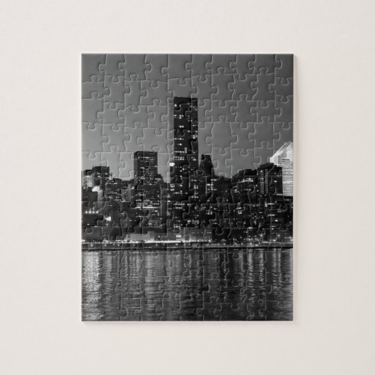 Black White New York City Skyscapers Silhouette Legpuzzel (Verticaal)