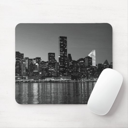 Black White New York City Skyscapers Silhouette Muismat (Met muis)