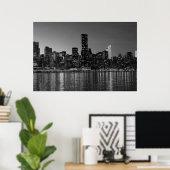 Black White New York City Skyscapers Silhouette Poster (Thuiskantoor)
