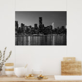 Black White New York City Skyscapers Silhouette Poster (Keuken)