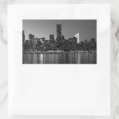 Black White New York City Skyscapers Silhouette Rechthoekige Sticker (Tas)
