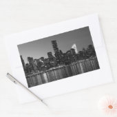 Black White New York City Skyscapers Silhouette Rechthoekige Sticker (Envelop)
