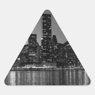 Black White New York City Skyscapers Silhouette Sticker