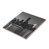 Black White New York City Skyscapers Silhouette Tegeltje (Zijkant)