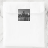 Black White New York City Skyscapers Silhouette Vierkante Sticker (Tas)