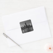 Black White New York City Skyscapers Silhouette Vierkante Sticker (Envelop)