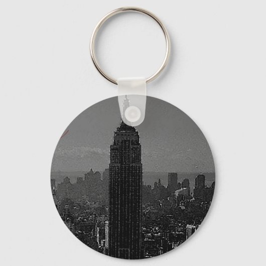Black White New York City Sleutelhanger (Voorkant)