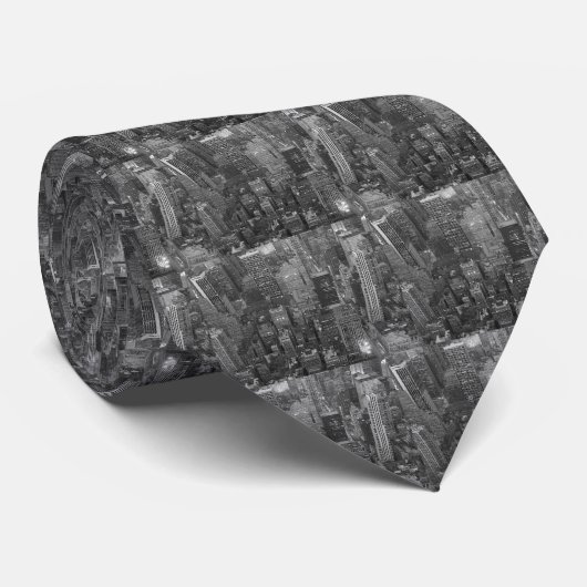 Black & White New York City Stropdas (Opgerold)