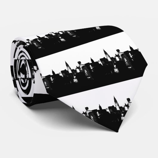 Black & White New York City Stropdas (Opgerold)
