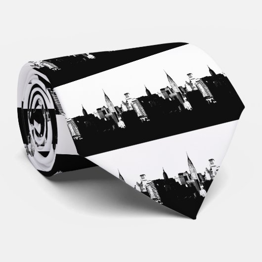 Black & White New York City Stropdas (Opgerold)