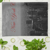 Black White New York City Theedoek (Gevouwen)