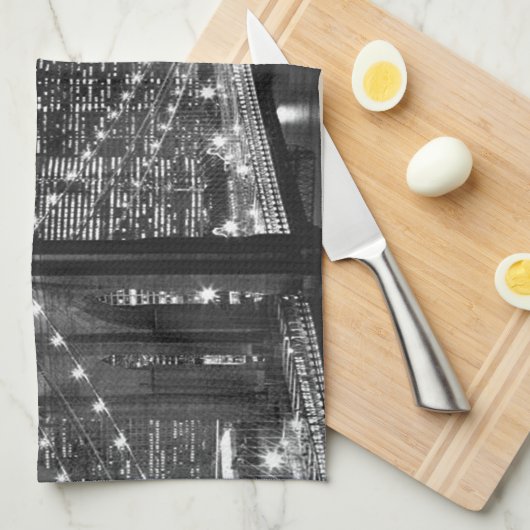 Black & White New York City Theedoek (Quarter Fold)