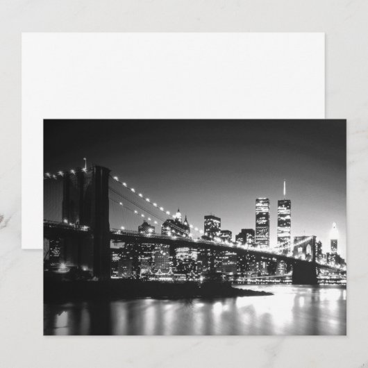Black & White New York City Uitnodiging (Voorkant / Achterkant)
