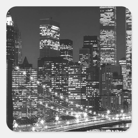 Black & White New York City Vierkante Sticker (Voorkant)