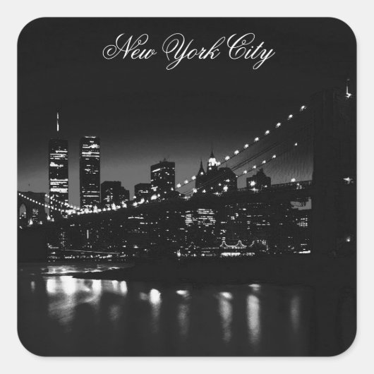 Black & White New York City Vierkante Sticker (Voorkant)