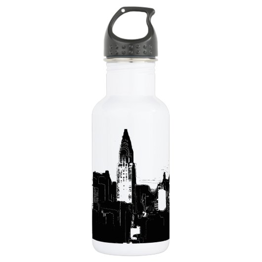 Black & White New York City Waterfles (Voorkant)