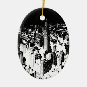 Black & White New York Keramisch Ornament