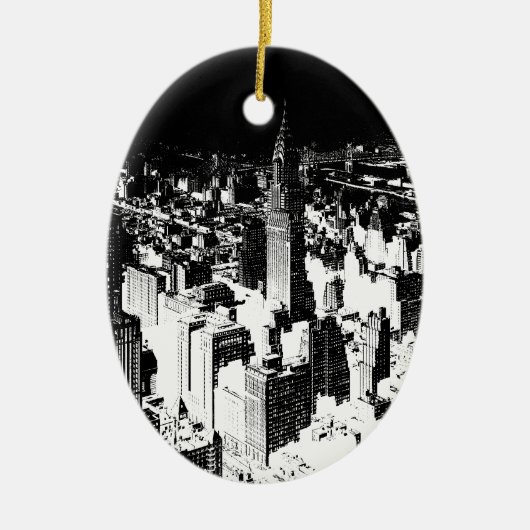 Black & White New York Keramisch Ornament (Voorkant)
