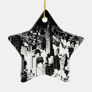 Black & White New York Keramisch Ornament