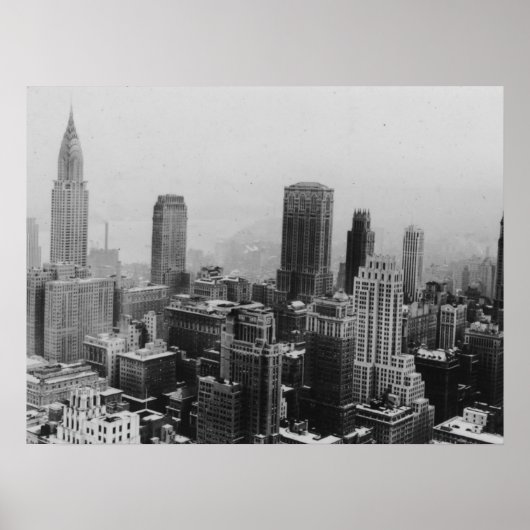 Black White New York Manhattan Panorama Poster (Voorkant)