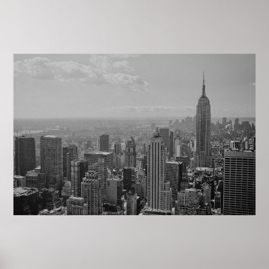 Black White New York Manhattan Panorama Poster (Voorkant)
