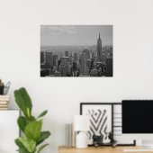 Black White New York Manhattan Panorama Poster (Thuiskantoor)