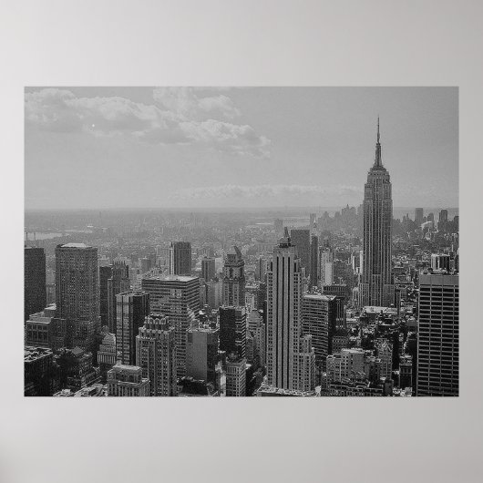 Black White New York Manhattan Panorama Poster (Voorkant)