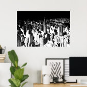 Black White New York Manhattan Panorama Poster (Thuiskantoor)