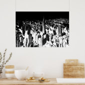 Black White New York Manhattan Panorama Poster (Keuken)