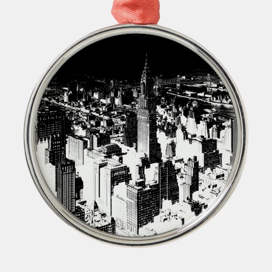 Black & White New York Metalen Ornament (Voorkant)