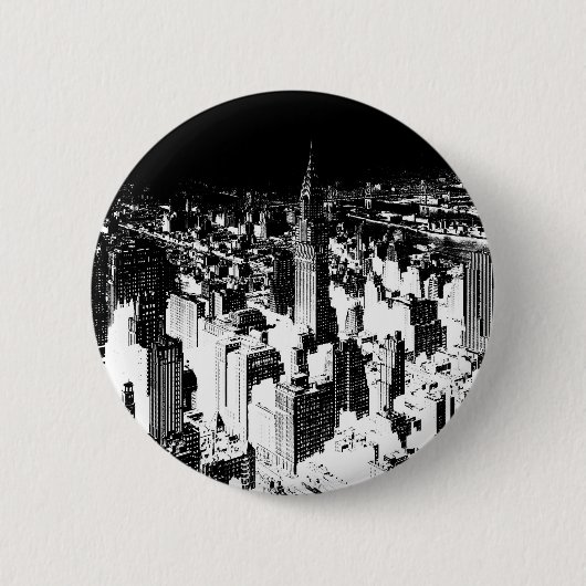 Black & White New York Ronde Button 5,7 Cm (Voorkant)