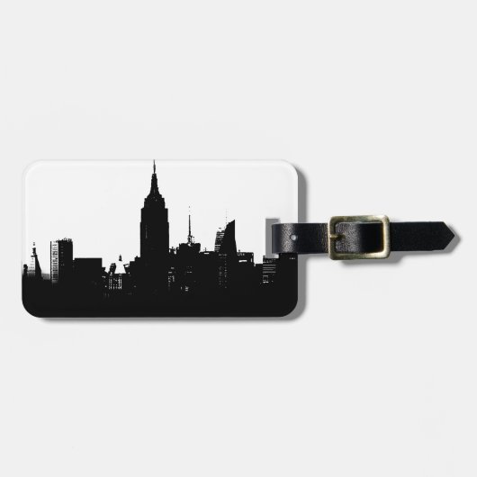 Black White New York Silhouette Bagagelabel (Voorkant horizontaal)
