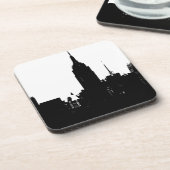 Black White New York Silhouette Bier Onderzetter (Linkerzijde)