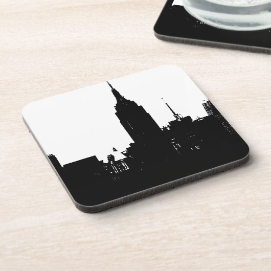 Black White New York Silhouette Bier Onderzetter (Linkerzijde)