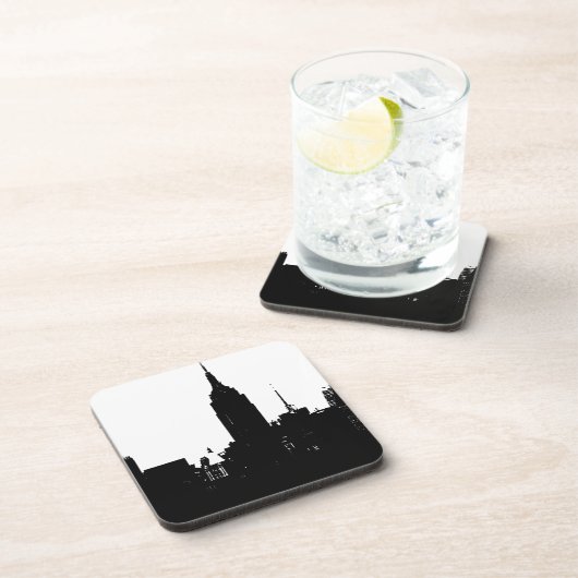 Black White New York Silhouette Bier Onderzetter (Rechterzijde)