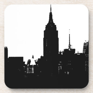 Black White New York Silhouette Bier Onderzetter