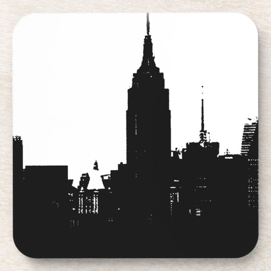 Black White New York Silhouette Bier Onderzetter (Voorkant)