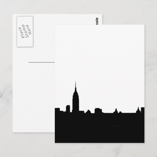 Black & White New York Silhouette Briefkaart (Voorkant / Achterkant)