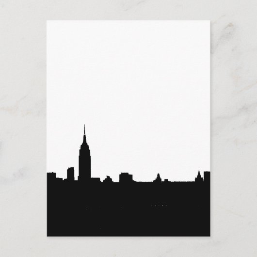 Black & White New York Silhouette Briefkaart (Voorkant)