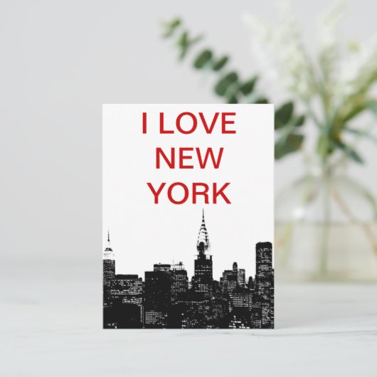 Black & White New York Silhouette Briefkaart (Staand voorkant)