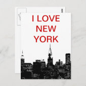 Black & White New York Silhouette Briefkaart (Voorkant / Achterkant)