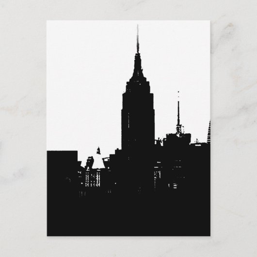 Black White New York Silhouette Briefkaart (Voorkant)