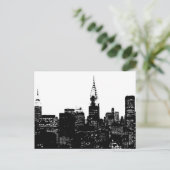 Black & White New York Silhouette Briefkaart (Staand voorkant)