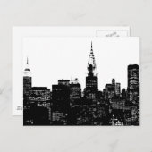 Black & White New York Silhouette Briefkaart (Voorkant / Achterkant)