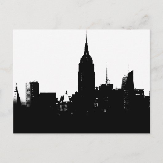 Black White New York Silhouette Briefkaart (Voorkant)